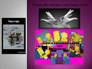 Tienes dos orejas y una boca…Hola
 