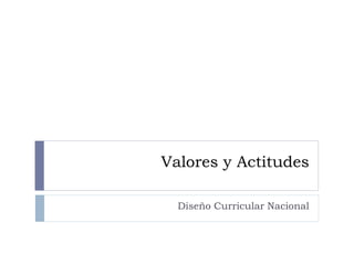 Valores y Actitudes
Diseño Curricular Nacional
 