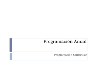 Programación Anual
Programación Curricular
 