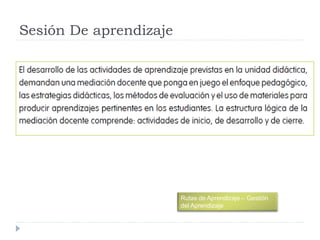 Sesión De aprendizaje
Rutas de Aprendizaje – Gestión
del Aprendizaje
 