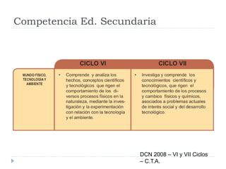 Competencia Ed. Secundaria
DCN 2008 – VI y VII Ciclos
– C.T.A.
 