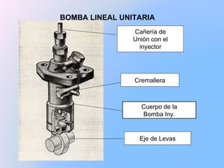 BOMBA LINEAL UNITARIA Cañería de Unión con el inyector Cremallera Cuerpo de la Bomba Iny. Eje de Levas 