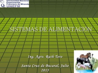 Ing. Agro. Ruth ToroIng. Agro. Ruth Toro
Santa Cruz de Bucaral, JulioSanta Cruz de Bucaral, Julio
20152015
 