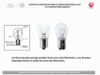 Los focos de patas parejas pueden tener uno o dos filamentos, y los de patas
disparejas tienen en todos los casos dos filamentos.
 