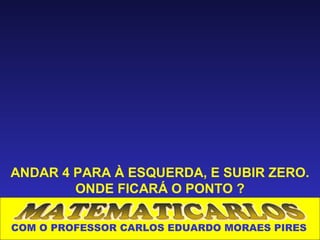 ANDAR 4 PARA À ESQUERDA, E SUBIR ZERO.
        ONDE FICARÁ O PONTO ?

COM O PROFESSOR CARLOS EDUARDO MORAES PIRES
 