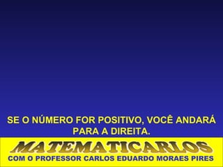 SE O NÚMERO FOR POSITIVO, VOCÊ ANDARÁ
           PARA A DIREITA.

COM O PROFESSOR CARLOS EDUARDO MORAES PIRES
 