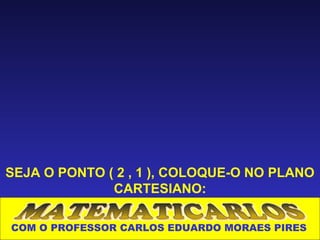 SEJA O PONTO ( 2 , 1 ), COLOQUE-O NO PLANO
              CARTESIANO:

COM O PROFESSOR CARLOS EDUARDO MORAES PIRES
 
