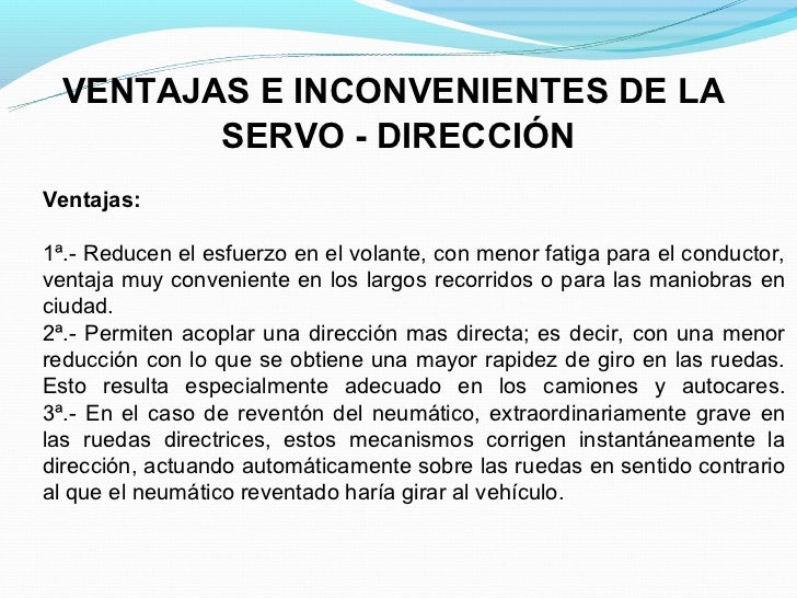 Sistema de dirección electrohidraulica ventajas y desventajas