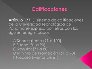 Sistema de evaluacion de la utp[1] | PPTX