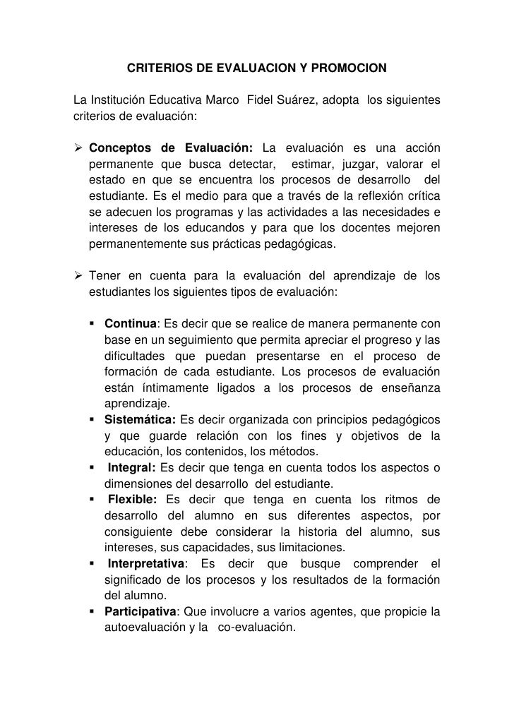Sistema de evaluación y promoción Sistema de evaluación y promoción
