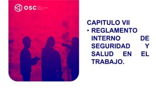 CAPITULO VII
• REGLAMENTO
INTERNO DE
SEGURIDAD Y
SALUD EN EL
TRABAJO.
 
