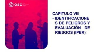CAPITULO VIII
• IDENTIFICACIONE
S DE PELIGROS Y
EVALUACIÓN DE
RIESGOS (IPER)
 