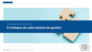 DQS de México – Su socio en la Certificación de Sistemas de Gestión
El enfoque de cada sistema de gestión
 