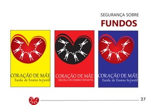 UNIVERSIDADE LUTERANA DO BRASIL
CAMPUS CARAZINHO
CURSO DE DESIGN
MANUAL PADRÃO CURSO DESIGN 27
SEGURANÇA SOBRE
FUNDOS
ESCOLA DE ENSINO INFANTIL
CORAÇÃO DE MÃE
 