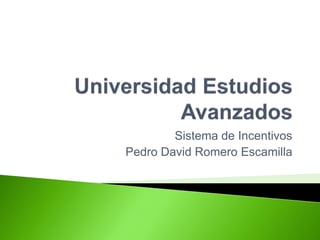 Sistema de Incentivos
Pedro David Romero Escamilla
 