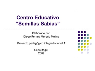 Centro Educativo  “Semillas Sabias”  Elaborado por  Diego Ferney Moreno Molina Proyecto pedagógico integrador nivel 1 Sede itaguí 2009 
