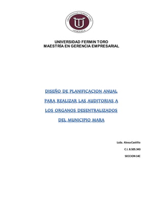 UNIVERSIDAD FERMIN TORO
MAESTRÍA EN GERENCIA EMPRESARIAL
Lcda. AlexaCastillo
C.I. 8.505.343
SECCION14C
 
