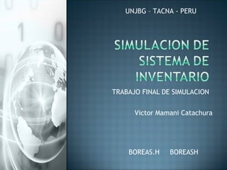 TRABAJO FINAL DE SIMULACION Victor Mamani Catachura UNJBG – TACNA - PERU BOREAS.H  BOREASH 
