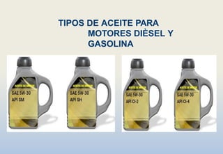 TIPOS DE ACEITE PARA
MOTORES DIÈSEL Y
GASOLINA
 