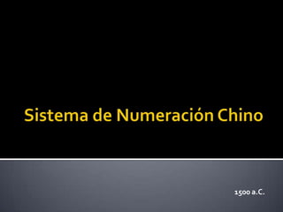 Sistema de Numeración Chino 1500 a.C. 