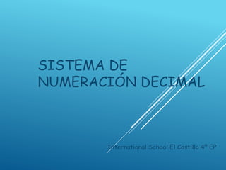SISTEMA DE
NUMERACIÓN DECIMAL
International School El Castillo 4º EP
 