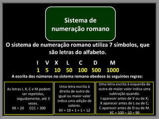 Sistema de numeração romano | PPS