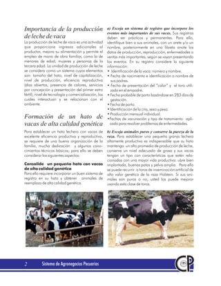 Sistema de producción de leche en granjas bovinas familiares