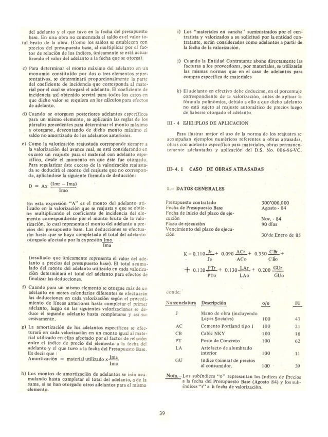SISTEMA DE REAJUSTES DE PRECIOS POR FÓRMULAS POLINÓMICAS EN LA CONSTRUCCIÓN SISTEMA DE REAJUSTES DE PRECIOS POR FÓRMULAS POLINÓMICAS EN LA CONSTRUCCIÓN