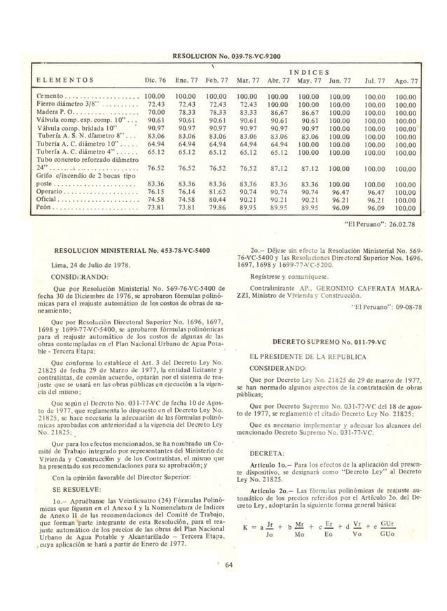 SISTEMA DE REAJUSTES DE PRECIOS POR FÓRMULAS POLINÓMICAS EN LA CONSTRUCCIÓN SISTEMA DE REAJUSTES DE PRECIOS POR FÓRMULAS POLINÓMICAS EN LA CONSTRUCCIÓN