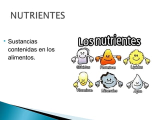  Sustancias
contenidas en los
alimentos.
 