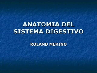 ANATOMIA DEL
SISTEMA DIGESTIVO

    ROLAND MERINO
 
