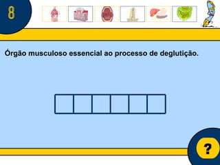 Núcleo de estágio de Biologia/Geologia ? 8 Órgão musculoso essencial ao processo de deglutição. 