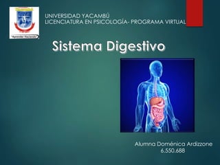 UNIVERSIDAD YACAMBÚ
LICENCIATURA EN PSICOLOGÍA- PROGRAMA VIRTUAL
Alumna Doménica Ardizzone
6.550.688
 