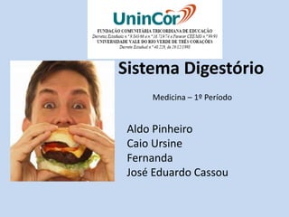 Sistema Digestório Medicina – 1º Período Aldo Pinheiro Caio Ursine Fernanda José Eduardo Cassou 