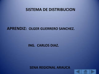 SISTEMA DE DISTRIBUCION



APRENDIZ: OLGER GUERRERO SANCHEZ.


          ING. CARLOS DIAZ.




           SENA REGIONAL ARAUCA
 