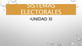 SISTEMAS
ELECTORALES
•UNIDAD XI
 