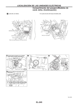 YEL197D
LOCALIZACIOuN DE LAS UNIDADES ELEuCTRICAS
Compartimento del pasajero/Modelos de
cond. dcha. (Continuacio´n)
EL-245
 