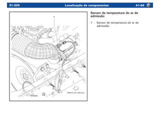 Localização de componentes 41-6431-320
FRENTE DO VEÍCULO
1
Sensor de temperatura do ar de
admissão
1	 -	 Sensor de temperatura do ar de
admissão
 