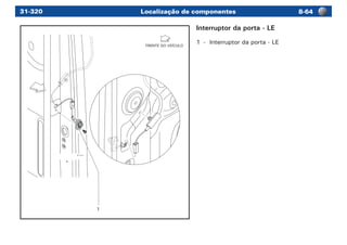 Localização de componentes -6431-320
FRENTE DO VEÍCULO
1
Interruptor da porta - LE
1	 -	 Interruptor da porta - LE
 