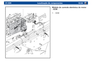 Localização de componentes 10-6431-320
FRENTE DO VEÍCULO
1
Módulo de controle eletrônico do motor
- ECM
1	 -	 ECM
 
