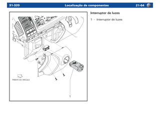 Localização de componentes 21-6431-320
FRENTE DO VEÍCULO
1
Interruptor de luzes
1	 -	 Interruptor de luzes
 