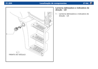 Localização de componentes 27-6431-320
FRENTE DO VEÍCULO
1
Lanterna delineadora e indicadora de
direção - LD
1	 -	 Lanterna delineadora e indicadora de
direção - LD
 