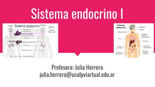 Sistema endocrino I
Profesora: Julia Herrera
julia.herrera@ucalpviartual.edu.ar
 