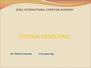   JESSS, INTERNATIONAL CHRISTIAN ACADEMY  SISTEMA ENDOCRINO Dr. Patricio Guevara  www.jesss.org 
