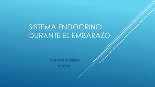 SISTEMA ENDOCRINO
DURANTE EL EMBARAZO
Carolina capellán
DD2596
 