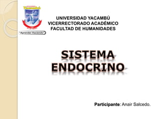 UNIVERSIDAD YACAMBÚ
VICERRECTORADO ACADÉMICO
FACULTAD DE HUMANIDADES
Participante: Anair Salcedo.
 