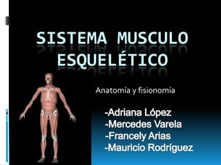SISTEMA MUSCULO
  ESQUELÉTICO
     Anatomía y fisionomía
 