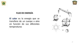 FUJO DE ENERGÍA
El calor es la energía que se
transfiere de un cuerpo a otro
en función de sus diferentes
temperaturas
30
 