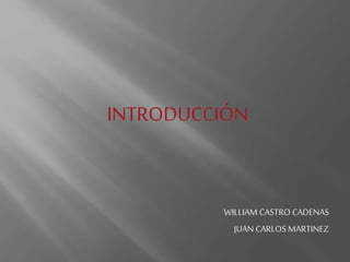 INTRODUCCIÓN 
WILLIAM CASTRO CADENAS 
JUAN CARLOS MARTINEZ 
 