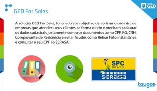 Visualize todos os documentos em 1 ÚNICO CLIQUE.
Descrição:
Facilmente você consegue visualizar
todos os documentos relacionados e
vinculados, sobre o assunto, cliente,
classificação do documento. Este
recurso é único e totalmente exclusivo
da nossa ferramenta.
Todos os documentos possuem um ID
único, seguindo o padrão E-ARQ (regras
de arquivologia) , como a imagem
mostra as letas A, B, C, são anexos do
mesmo cadastro, mas tendo
informações distintas.
 